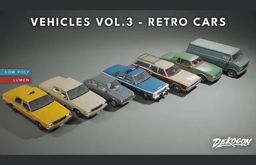 复古汽车车辆（低聚） – Vehicles VOL.3 – Retro Cars (Low Poly) - 筱信日记